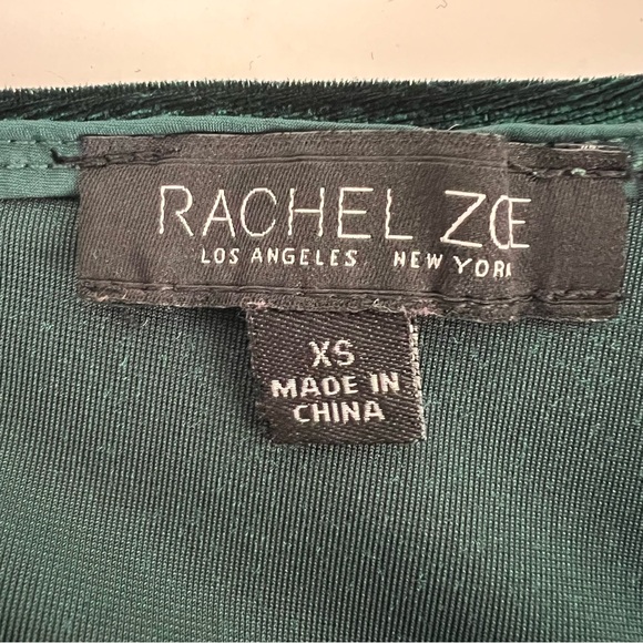 Rachel Zoe Emerald Green Velvet Wrap Slip Dress XS Ruched Maxi Evening Party - Picture 5 of 6